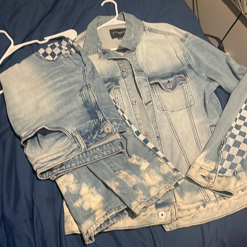 Cult of individuality Top & bottom blue Jean checker men Fit